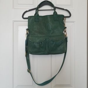 Green leather Fossil handbag